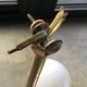 Large space-age chandelier with 6 lights - brass and opaline - design 1970