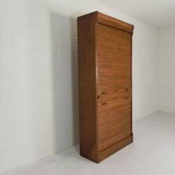 Boîte à rideaux roulants de 229 cm de haut avec deux rideaux l'un au-dessus de l'autre, années 1930