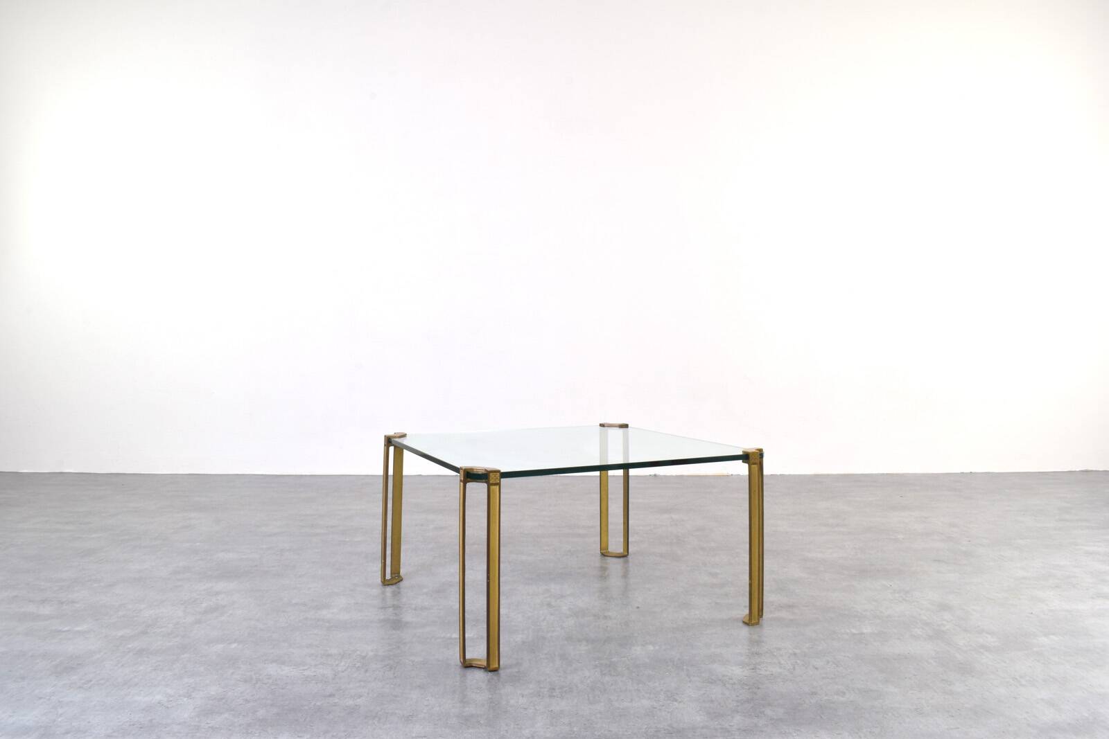 Hollywood Regency Brass and Glass Coffee Tables by Peter Ghyczy, 1970s, Set