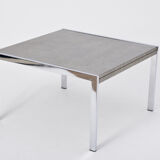 Mid-century modern steel and aluminium coffee table with graphic meander pattern