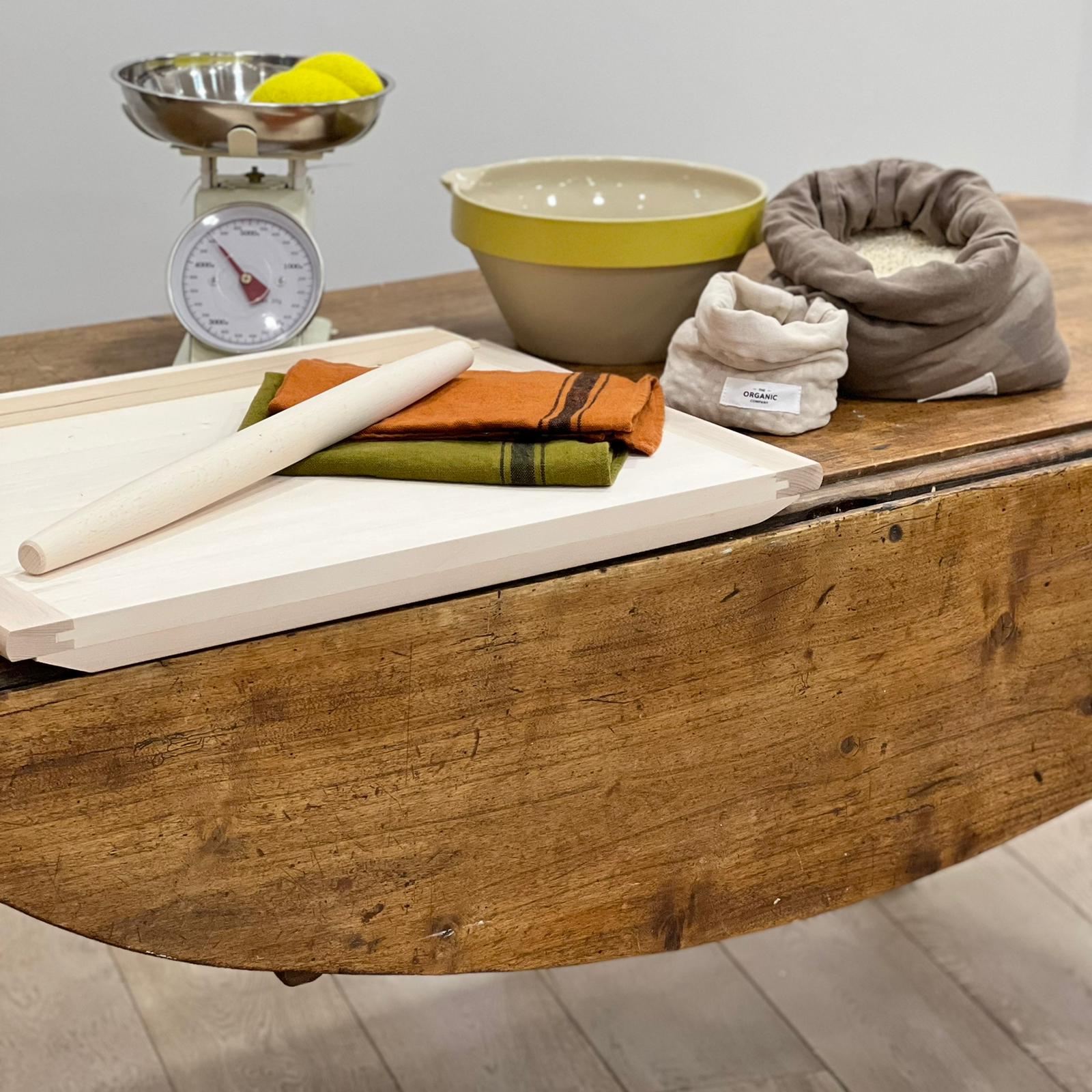 Louis Philippe wood dining table with shutters and casters