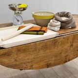 Louis Philippe wood dining table with shutters and casters