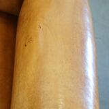 Restored antique Art Deco sheep leather armchair