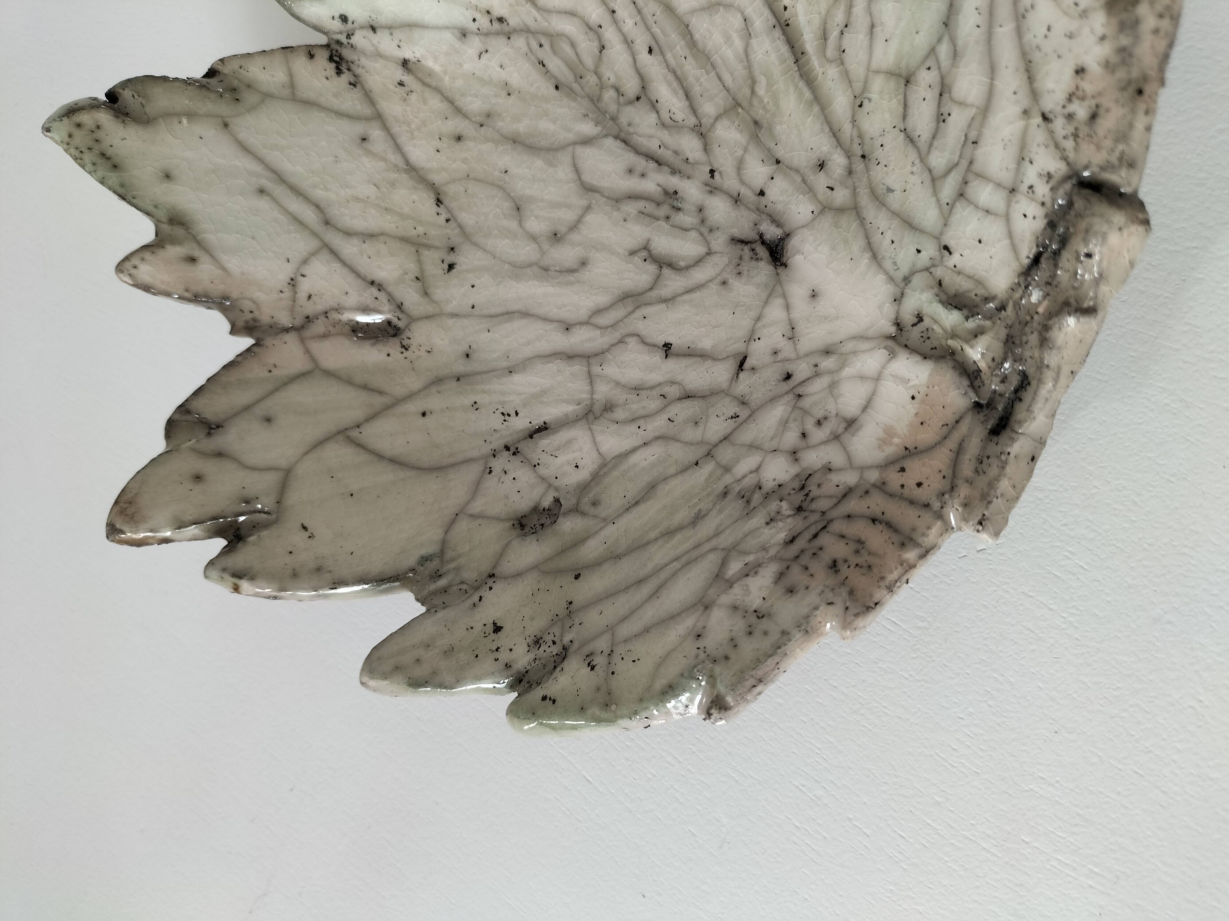 Raku ceramic leaf bowl – unique piece