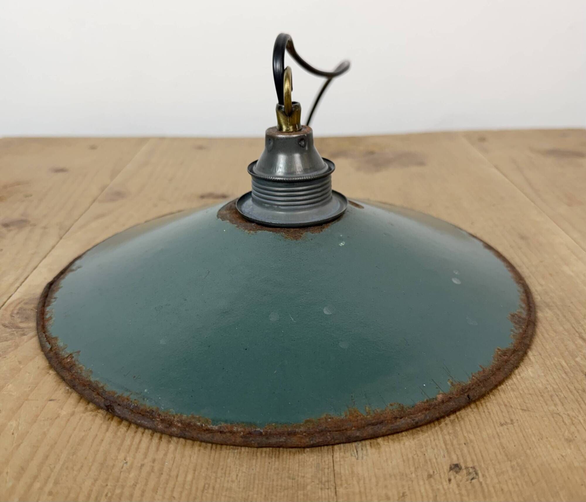 Industrial Green Enamel Light, 1950s