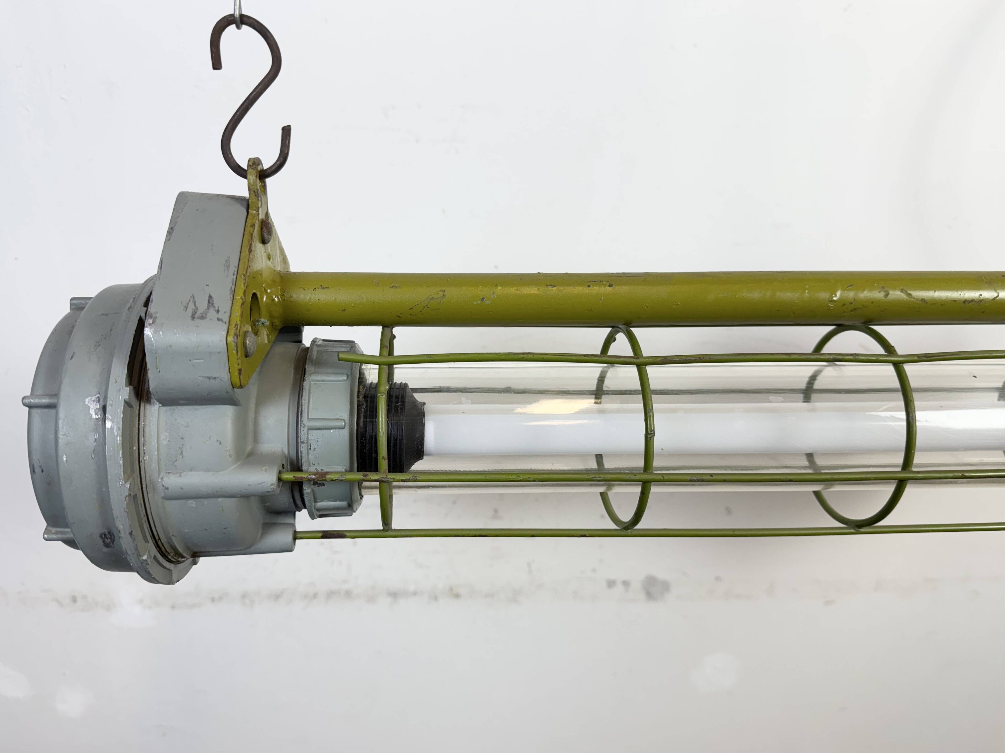 Grey Soviet Industrial Hanging Tube Light, 1970s