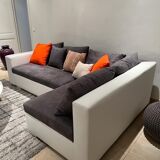 Canape 3 seats angle gray and white
