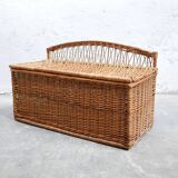 Vintage rattan bench trunk