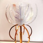 Lampe italienne en métal cuivré et verre cristal, style Hollywood Regency
