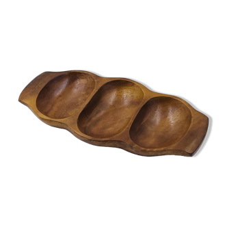 Segmented wooden plateau carved from exotic wood, Asia, 1970s.