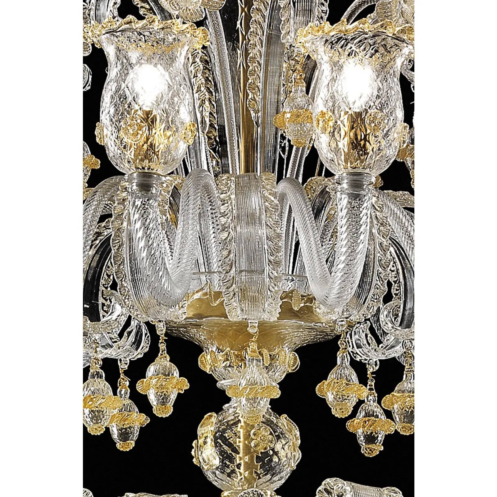 Imperial Style “Rigadin” Murano Glass Chandelier in Venetian Design