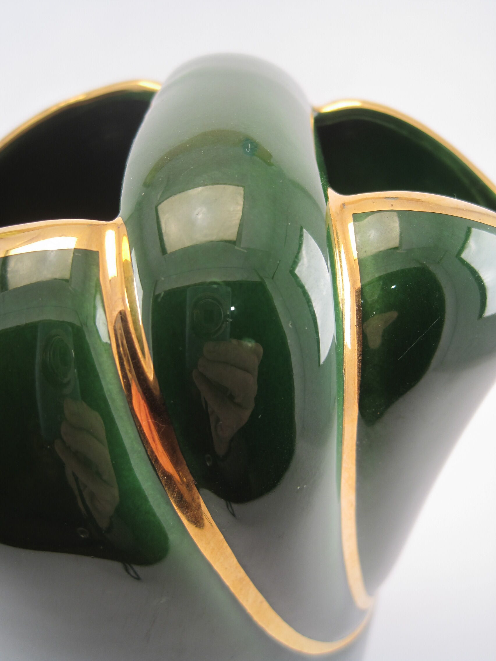 Modernist pitcher in green and gold glazed ceramic, brand MAGDALITHE MADE IN FRANCE around 1950 1