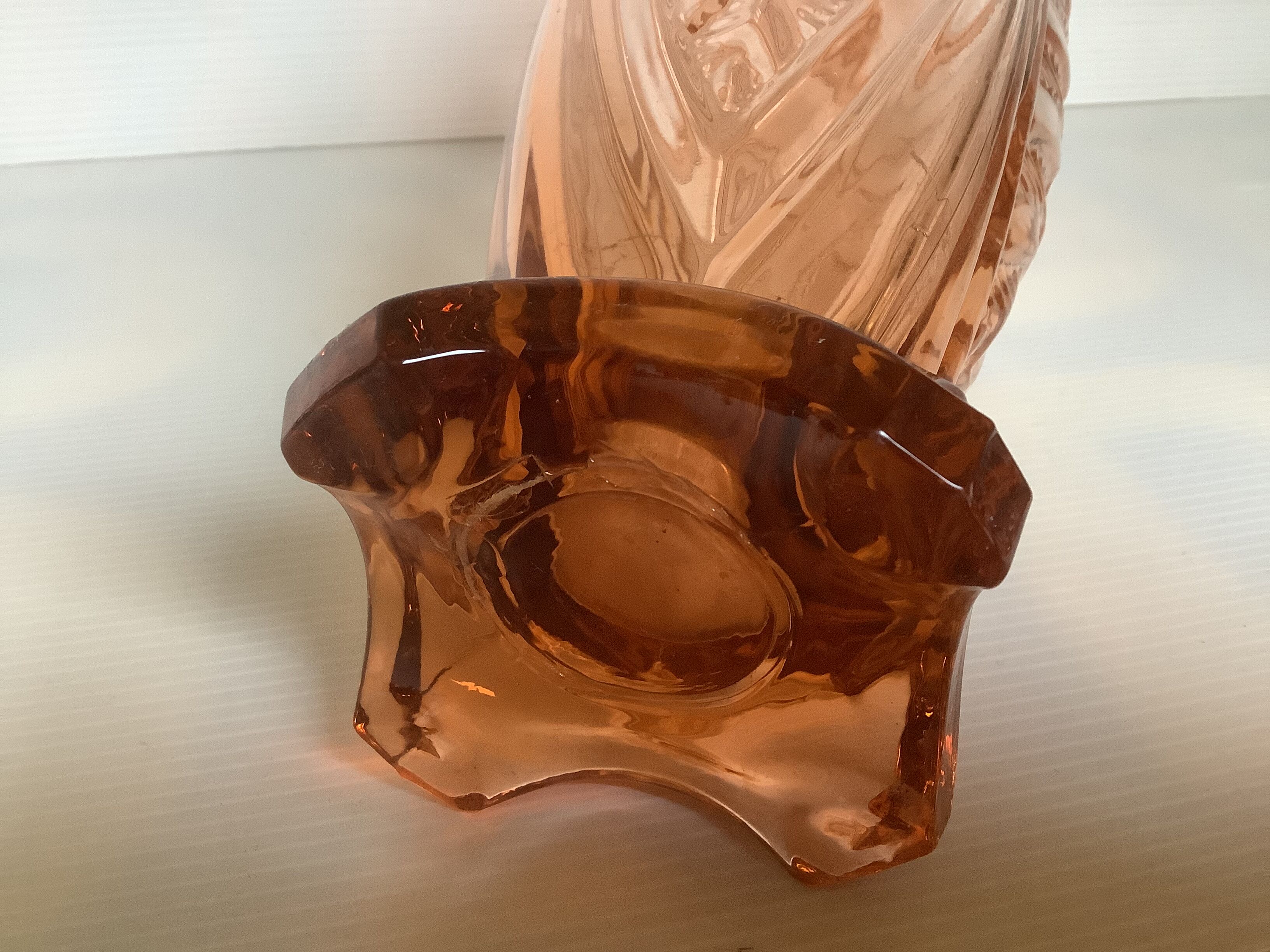 Art deco pink glass vase