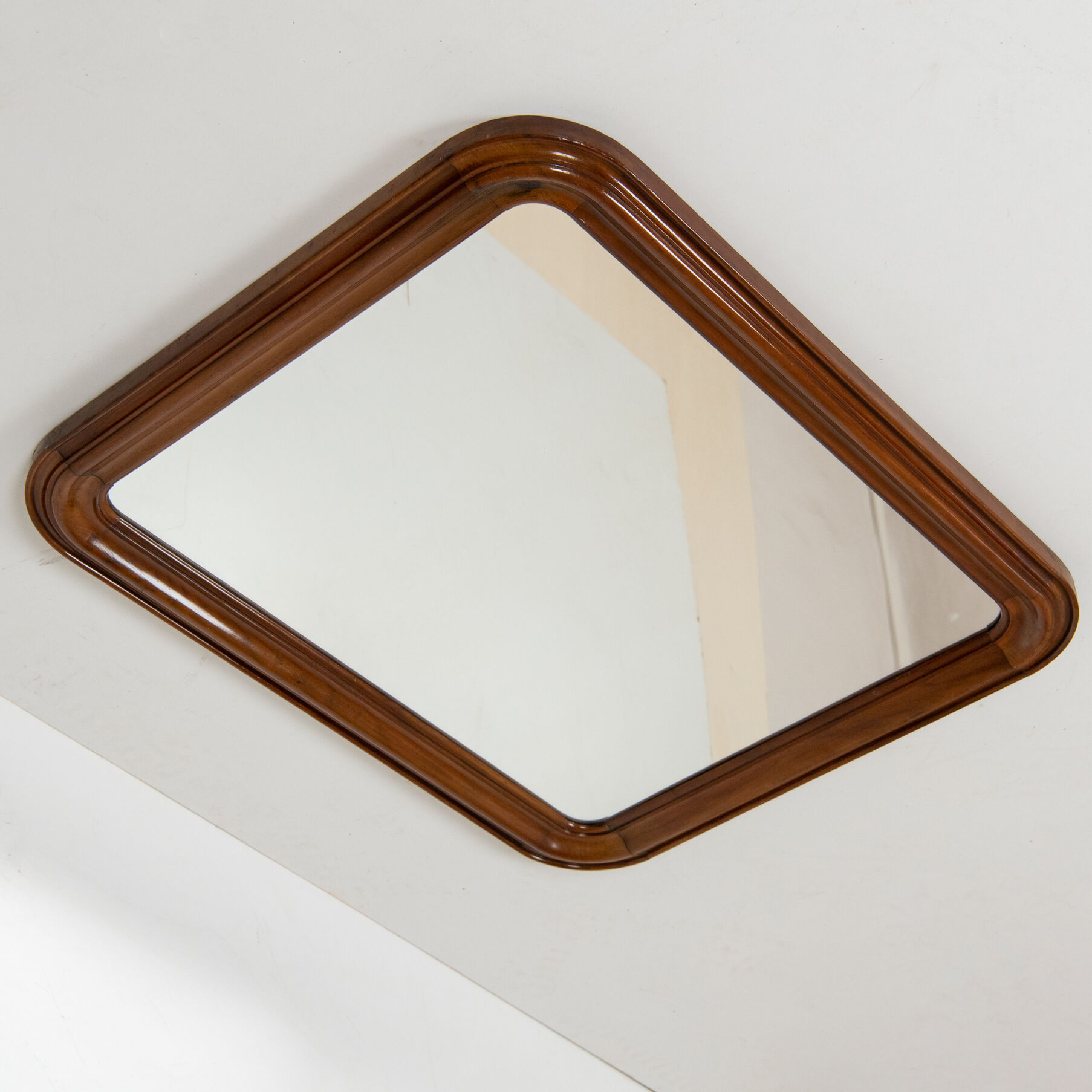 1950s vintage walnut wood mirror
