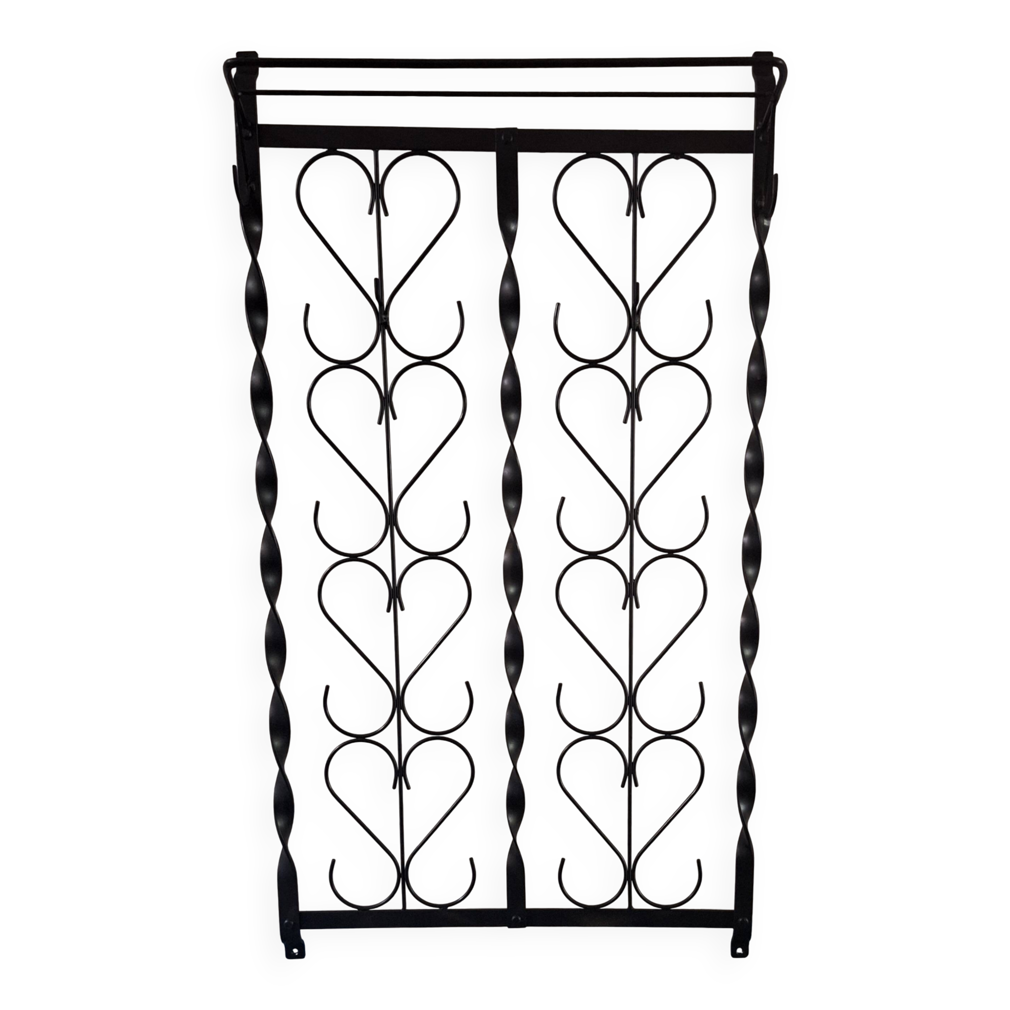 Mid century wall mounted wrought iron coat and hat rack, 1960s