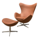 Fritz Hansen Egg Chair in Cognac leather + Ottoman!