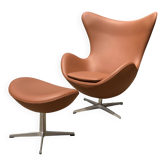 Fritz Hansen Egg Chair in Cognac leather + Ottoman!