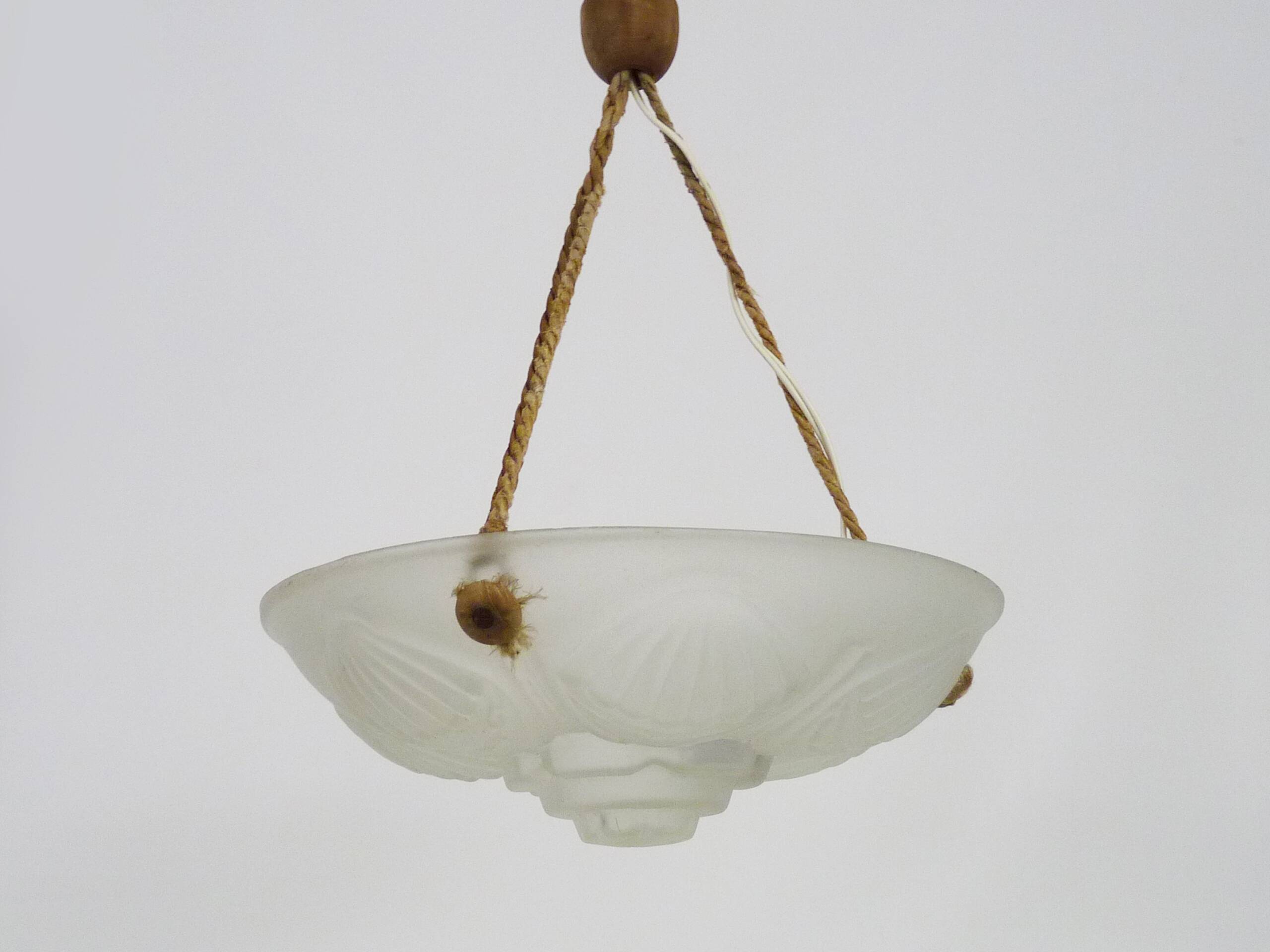Art Deco washbasin pendant light 1 light in glass with geometric patterns