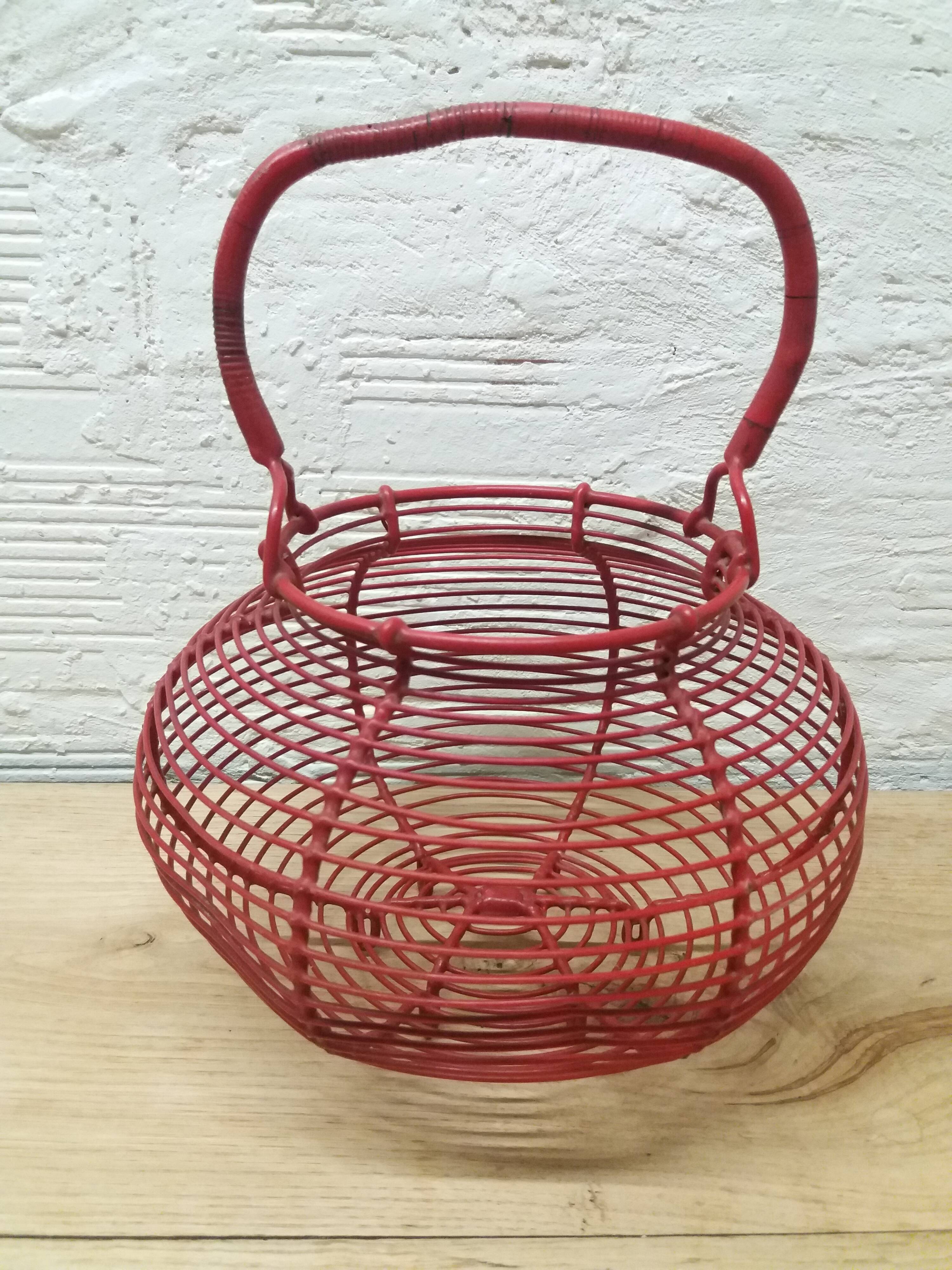 Vintage red egg basket