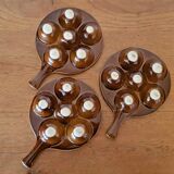 Set of 3 Vintage French Snail Cooking Pots 6 Snail Wells and Handles 3172