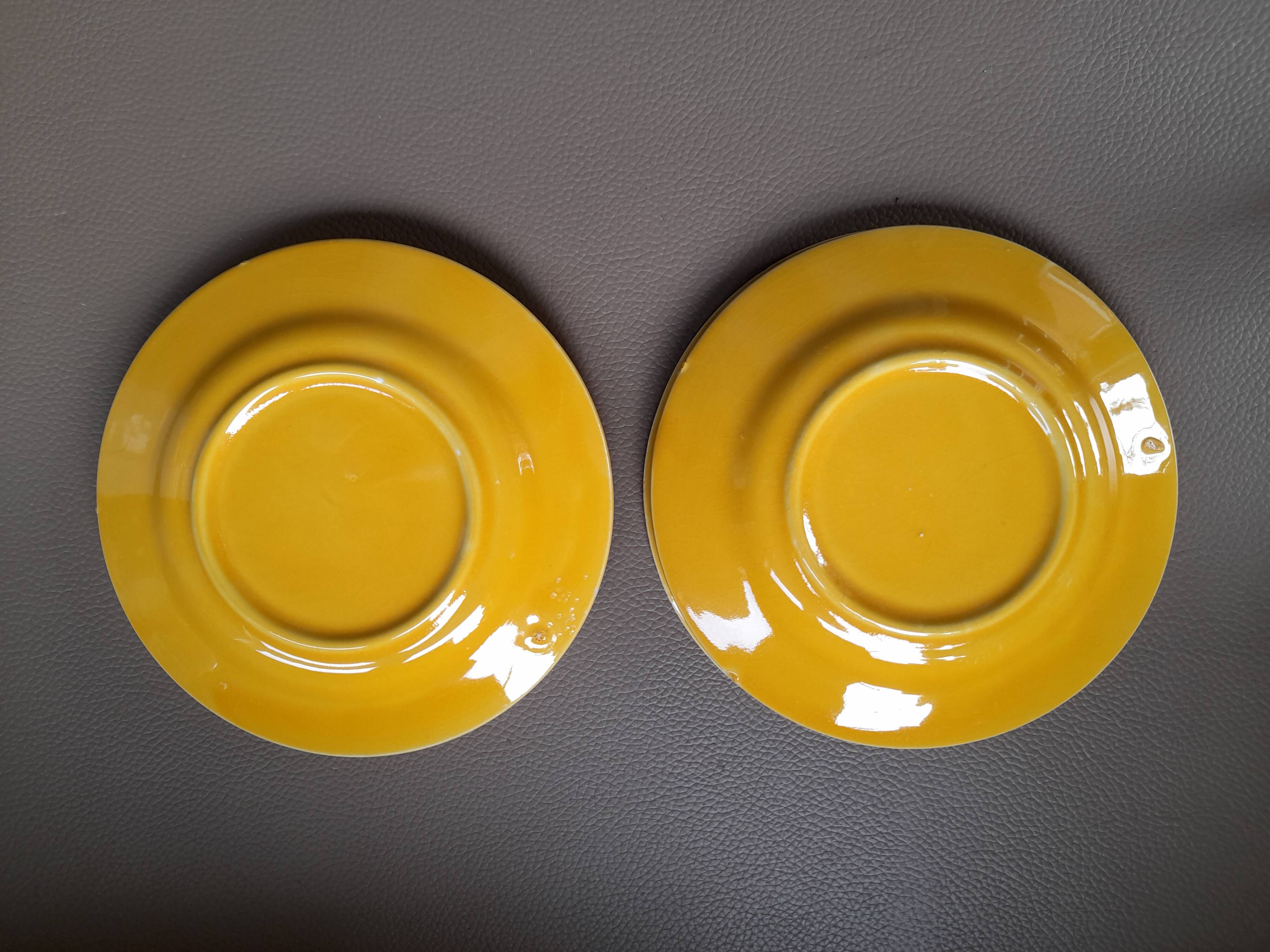 Antique yellow earthenware tea set