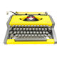 Machine à écrire Olympia AEG Dactymétal De Luxe Jaune révisée ruban neuf avec valise verte