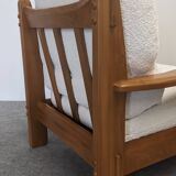 Pair of modernist armchairs in solid elm from the 60s/70s