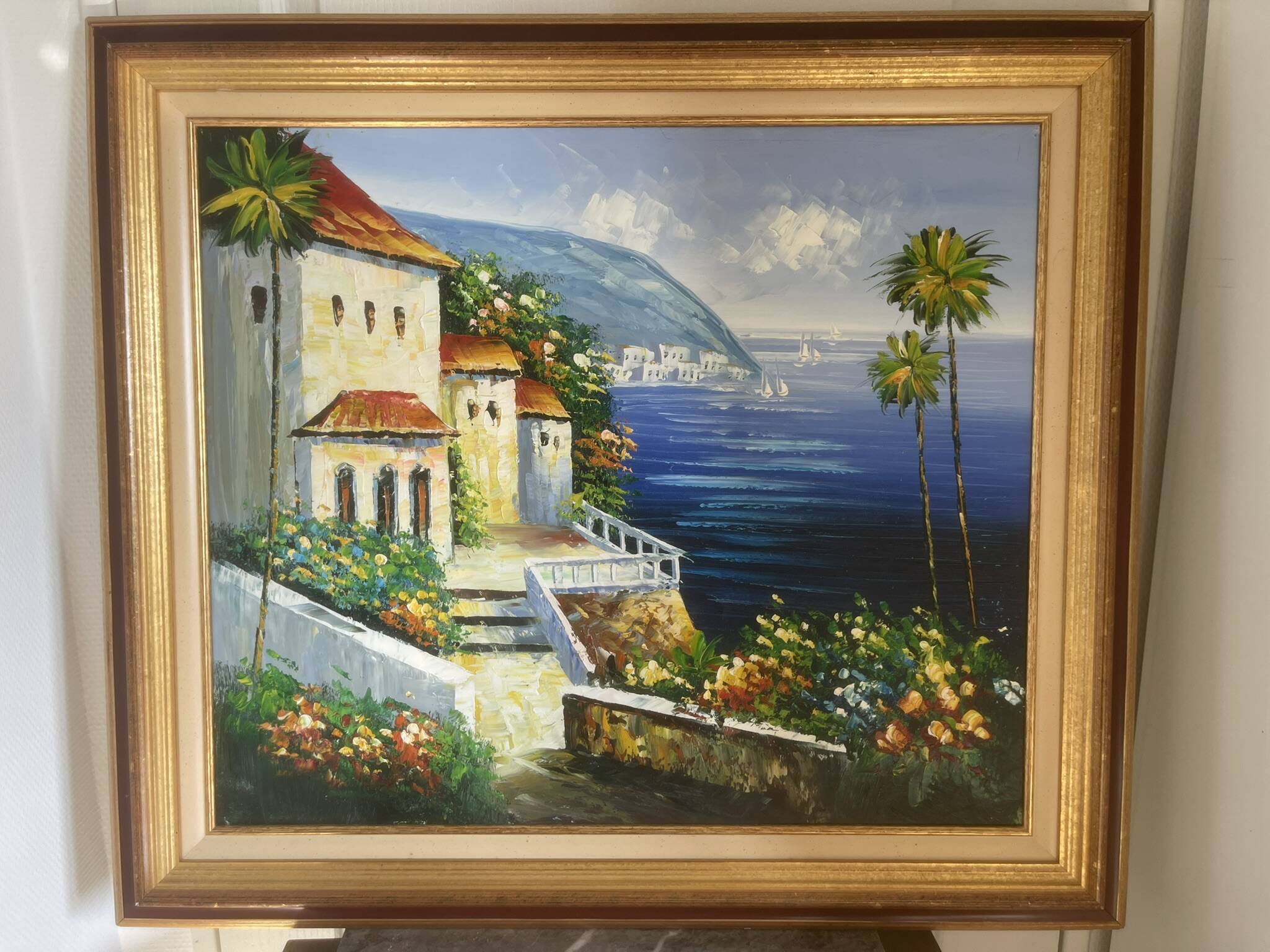 Old Oil Painting Frame Gold Provence Mediterranean Italy