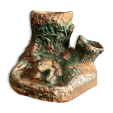 Pyrogenic, naturalistic tobacco jar in glazed terracotta from the 1900s