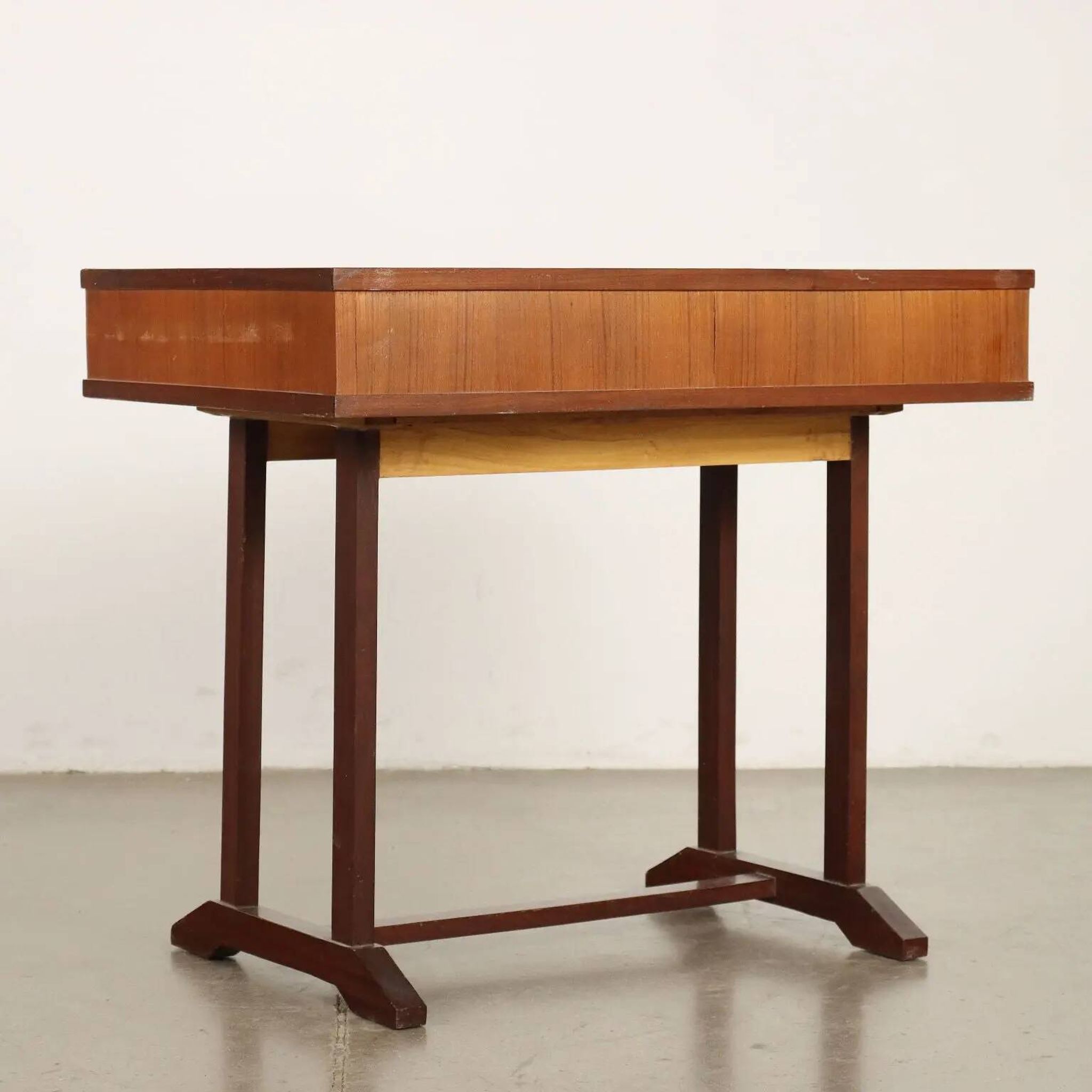Small vintage table with drawers, teak veneer, 1960s.
