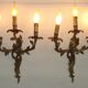 Magnificent Pair of French Antique Bronze Three-Light Acanthus Wall Sconces
