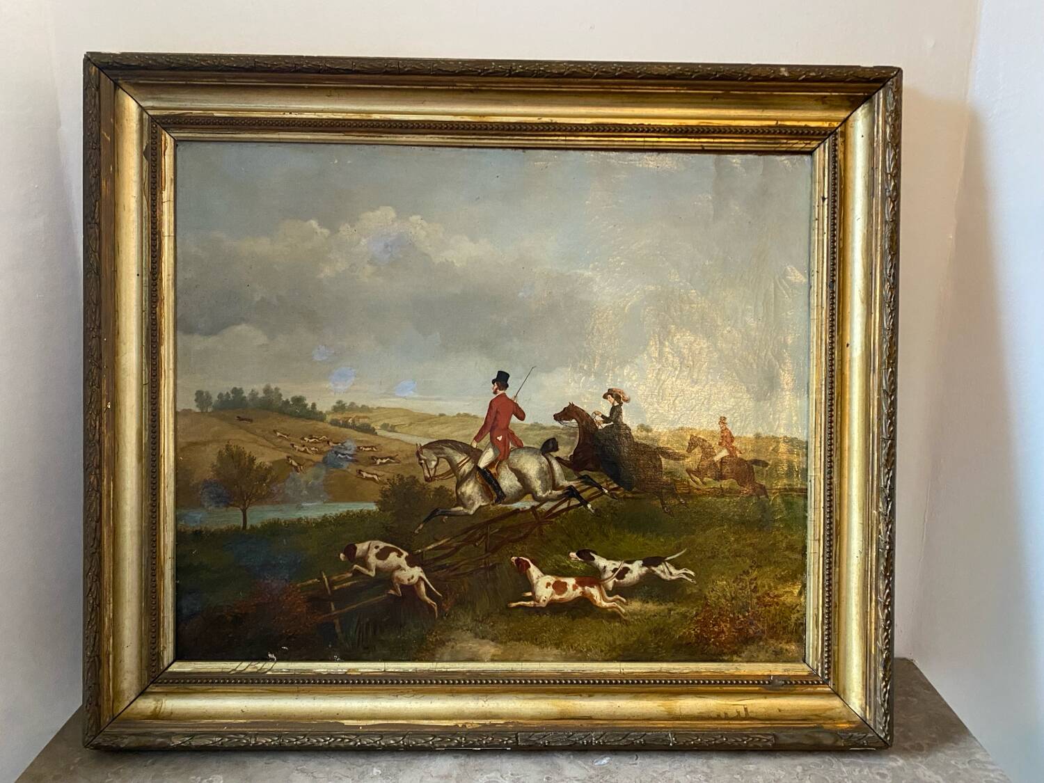 Partie de chasse école anglaise du XIXeme siècle