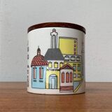 German ceramic box or mid-century biscuit jar with a teak lid by SMF Schramberg Keramik, 1960s