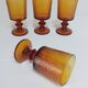 Set of 4 amber glass stemmed glasses