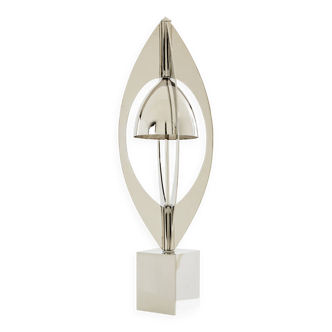 Lampe Ogive Jacques Charles pour Maison Charles métal nickelé 1965