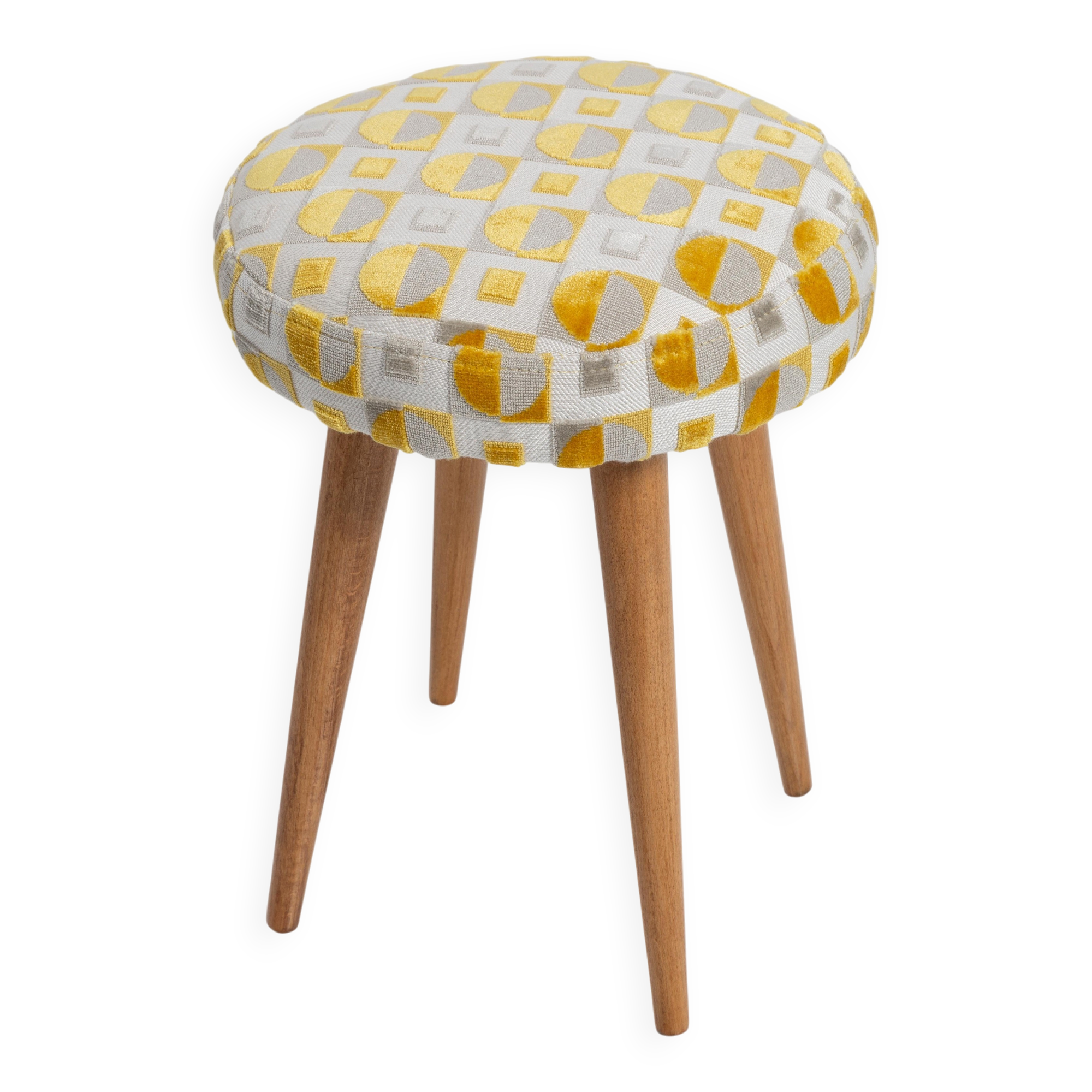 Set of two yellow and beige stools, mid-century, Europe, 1960s.