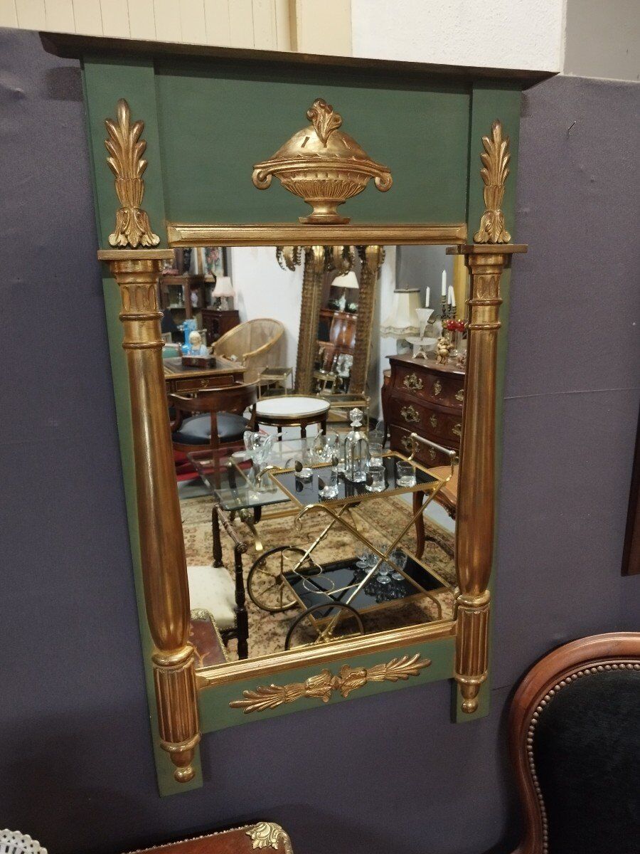 Empire style mirror with double patina