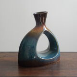 Blue and brown ceramic vase