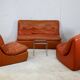 Flexible sofa, orange vinyl and foam, France, circa 1970