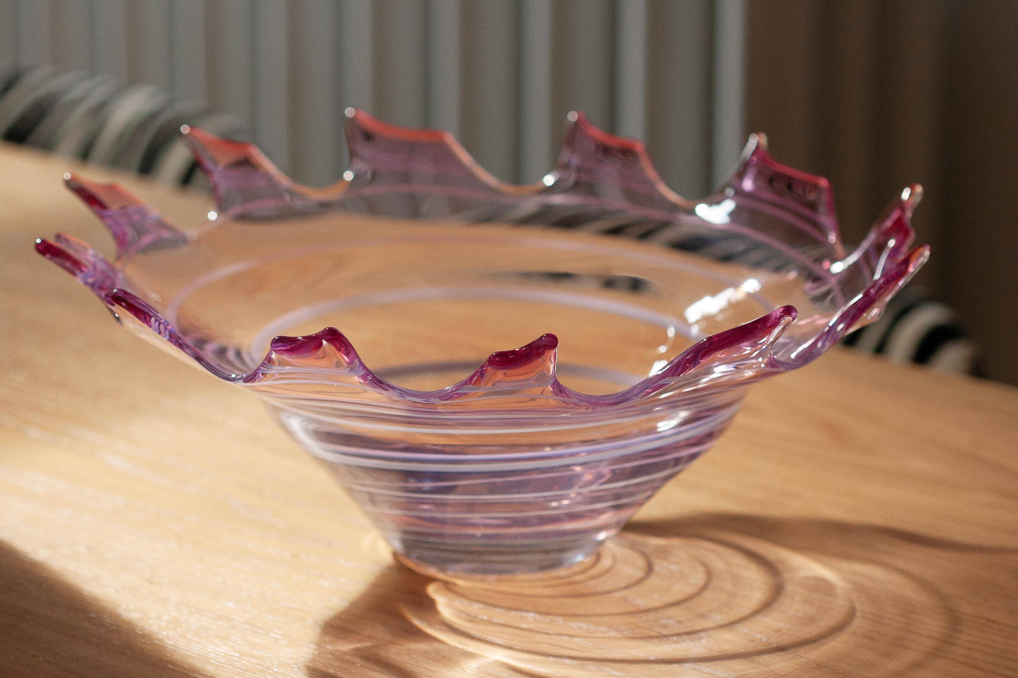 Vintage Rose Murano Mid-Century Decorative Bowl Plate, Italy, 1960s