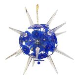 Blue Murano Style Glass Sputnik Gold Candlestick