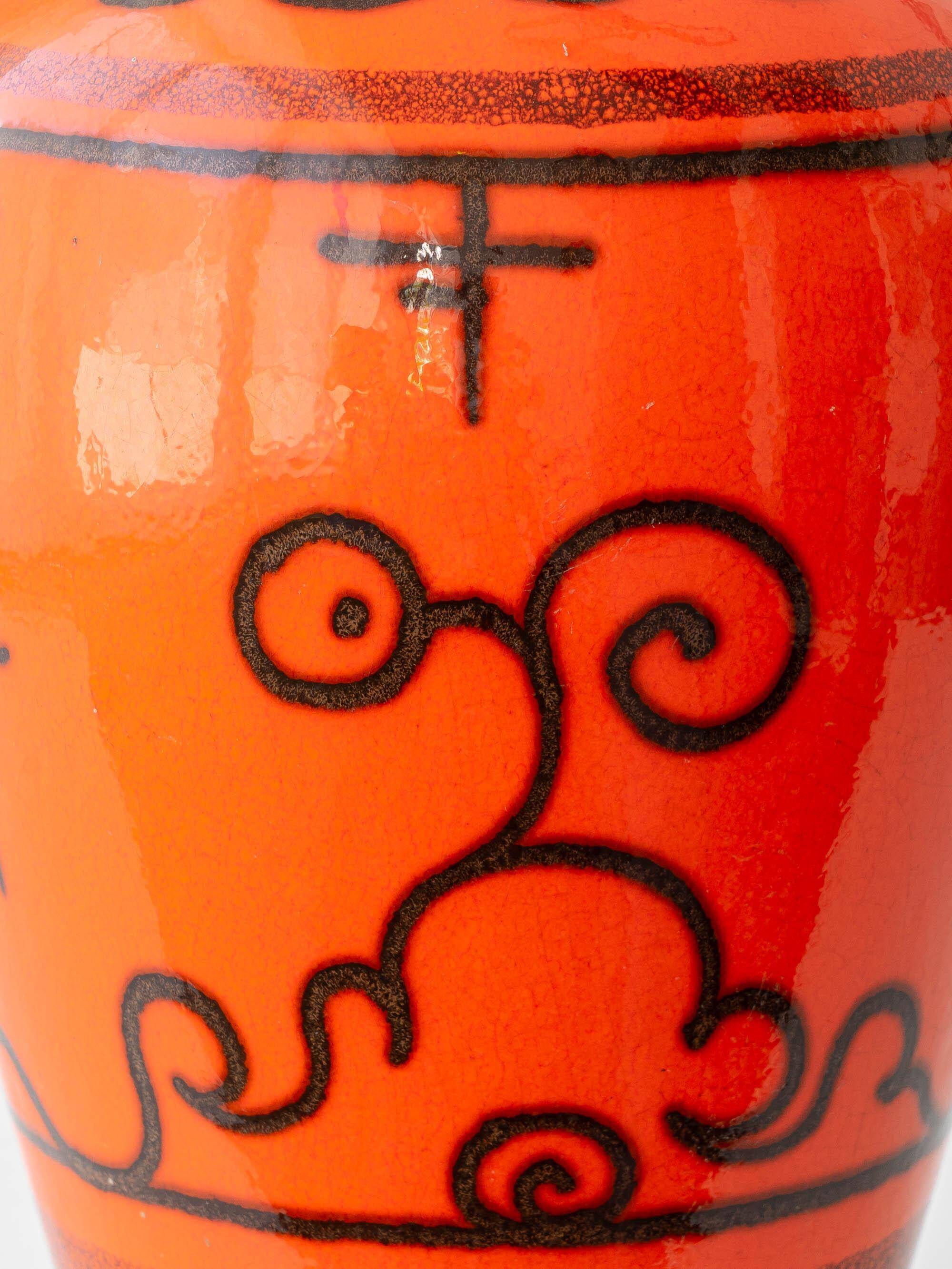 Ceramic table lamp Dutch Orange Gouda “Tokio”, 1970s, black linen shade