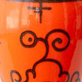 Ceramic table lamp Dutch Orange Gouda “Tokio”, 1970s, black linen shade