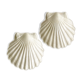 Pair of vintage Saint Jacques shells in irifised faience