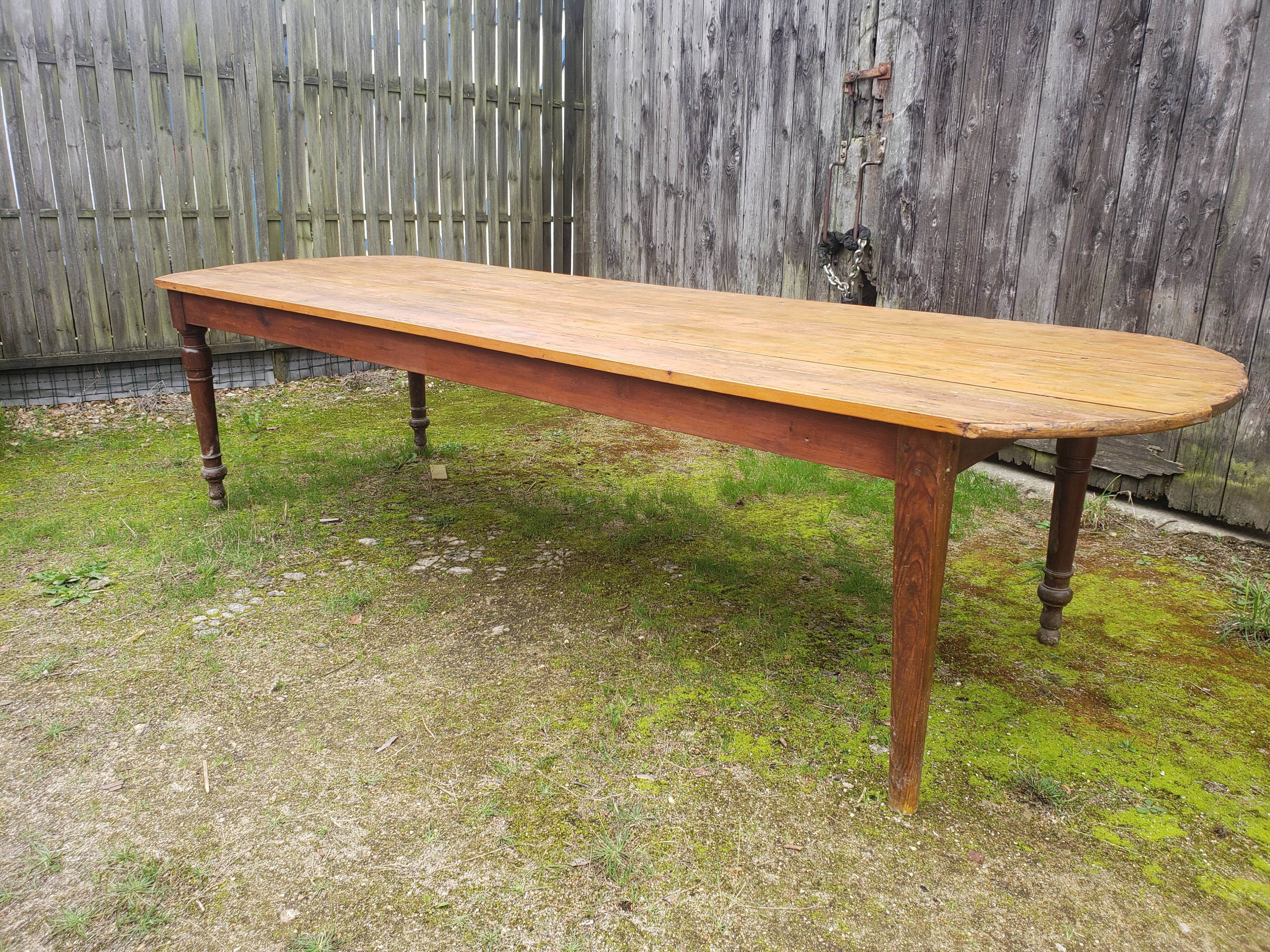 Old farm table in pine 3 meters