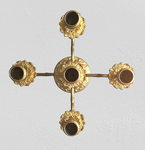 Pair of art-deco candlesticks five lights with removable light arms ~ golden regulates ~ 1930s