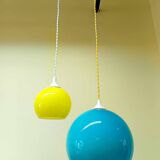 Pair of vintage ball pendant lights circa 1970
