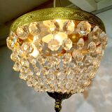 3-light bronze and crystal ceiling light