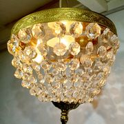 Plafonnier 3 lumières bronze et cristal