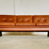 Vintage Danish Svend Skipper 3 person sofa in cognac leather 1970s
